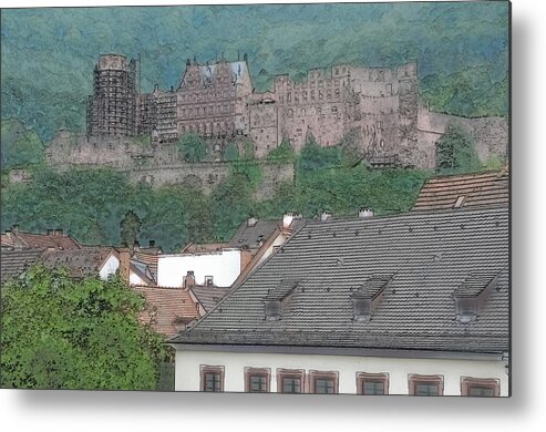 History Metal Print featuring the digital art Heidelberg Castle in Germany by Brandon Bourdages