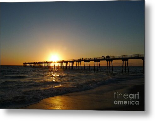 Hermosa Beach Sunset Metal Print featuring the photograph Hermosa Beach Sunset by Nina Prommer