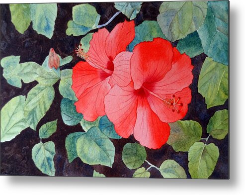 Hibiscus Metal Print featuring the painting Hibiscus by Laurel Best