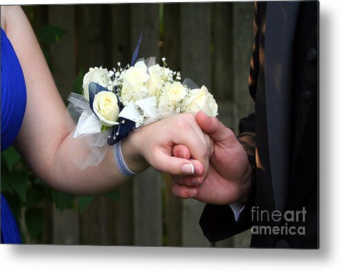 Hands Metal Print featuring the photograph Holding Hand With Wrist Corsage by Susan Stevenson