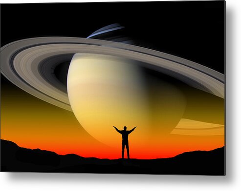 Saturn Metal Print featuring the photograph In Awe of Saturn by Larry Landolfi