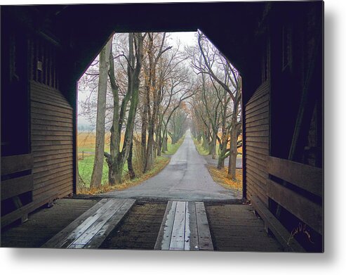 Covered Bridges Metal Print featuring the photograph Inside Meems Bottom Bridge by T Cairns