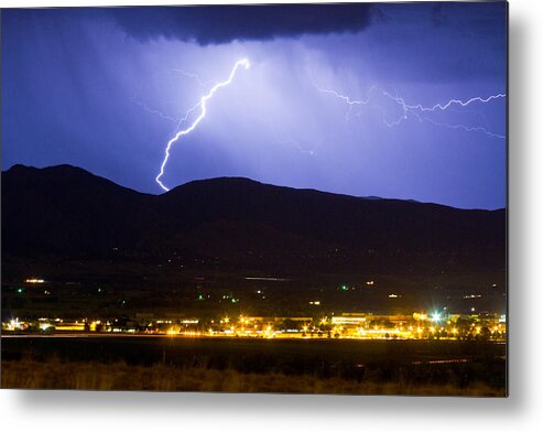 decorative Canvas Prints Metal Print featuring the photograph Lightning Striking Over IBM Boulder CO 1 by James BO Insogna