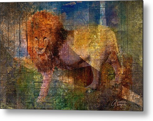 Lion Metal Print featuring the mixed media Lion by Arline Wagner