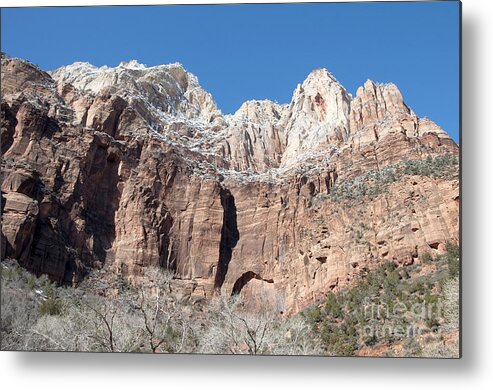 Zion National Park Metal Print featuring the photograph Looking Up by Bob and Nancy Kendrick