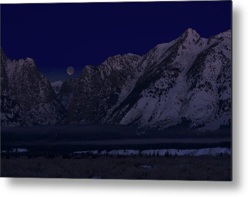 Lunar Eclipse Metal Print featuring the photograph Lunar Eclipse Grand Teton National Park by Benjamin Dahl