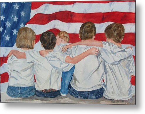 Patriotic Metal Print featuring the painting Made in The USA by Paula Robertson