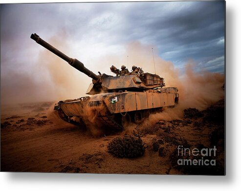 U.s. Marine Corps Metal Print featuring the photograph Marines Roll Down A Dirt Road by Stocktrek Images