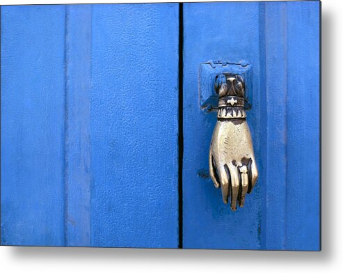 Blue Door Metal Print featuring the photograph Marroco Door Knock by Robert Schambach
