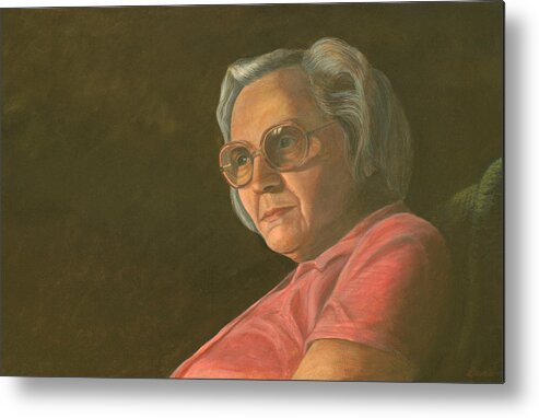 Portrait Woman Lady Metal Print featuring the painting Me Mum by Laurie Stewart