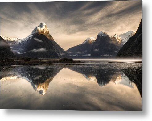00446721 Metal Print featuring the photograph Mitre Peak And Milford Sound by Colin Monteath