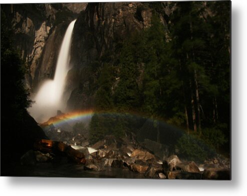 Moonbow Metal Print featuring the photograph Moonbow Yosemite Falls Yosemite National Park by Benjamin Dahl