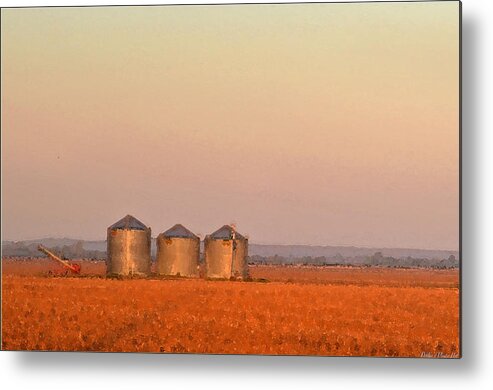 Sun Metal Print featuring the photograph Morning at the farm watercolor photoart by Debbie Portwood