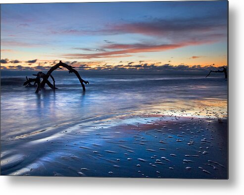 Clouds Metal Print featuring the photograph Morning Calm at Driftwood Beach by Debra and Dave Vanderlaan