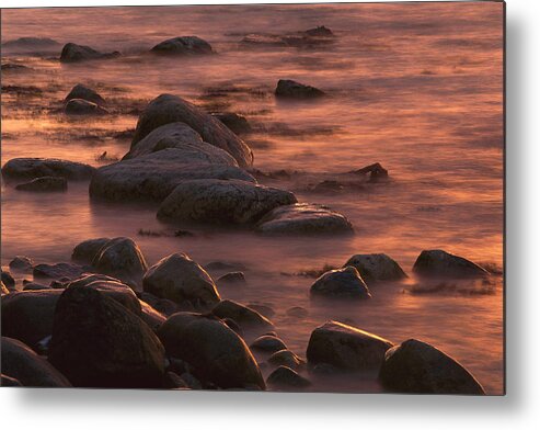 00760114 Metal Print featuring the photograph Morning Sun Reflecting In Rocky Water by Christian Ziegler