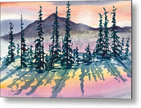 Mountains Metal Print featuring the painting Mountain Sunrise by Frank SantAgata