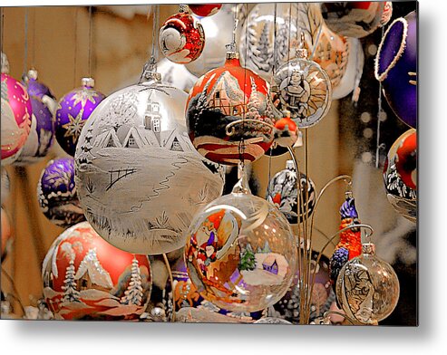Holidays Metal Print featuring the photograph Mouth-blown hand painted Christmas Ornaments by Alexandra Till