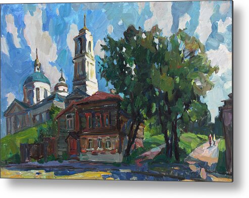 City Metal Print featuring the painting Multicolored day by Juliya Zhukova