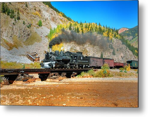 Steam Train Photographs Metal Print featuring the photograph Narrow Gauge Colors in Silverton by Ken Smith