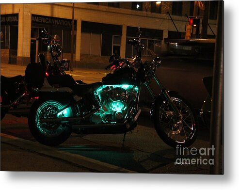 Neon Metal Print featuring the photograph Neon on the Harley by Yumi Johnson