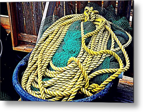 Fishermans Tools. Tools Metal Print featuring the photograph Nets and Ropes by Antonia Citrino