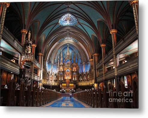 Notre Dame Basilica Montreal Metal Print featuring the photograph Notre Dame Basilica Inside Montreal by Lee Dos Santos