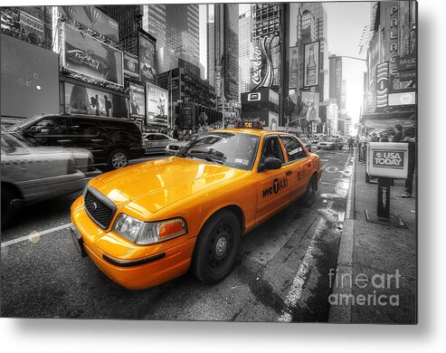 Art Metal Print featuring the photograph NYC Yellow Cab by Yhun Suarez