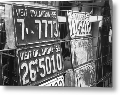 License Plates Metal Print featuring the photograph Oklahoma 1955 by Toni Hopper