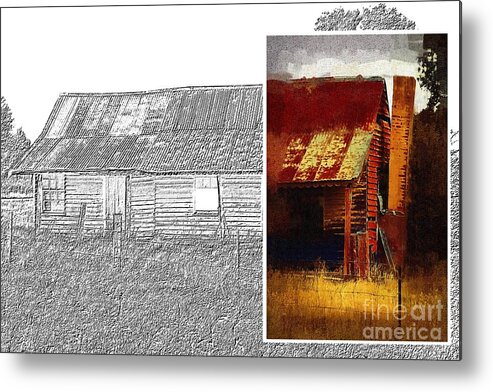 Diptych Metal Print featuring the digital art Old cottage diptych 1 by Fran Woods