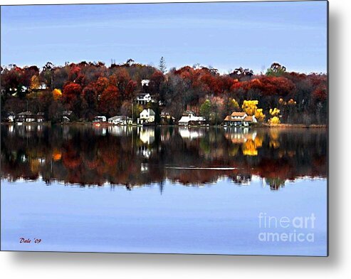 Reflection Metal Print featuring the digital art Orange Lake by Dale  Ford