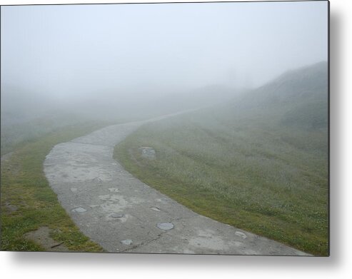 Fog Metal Print featuring the photograph Path in the fog by Matthias Hauser