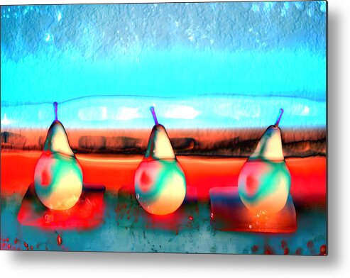 Still Life Metal Print featuring the photograph Pears on Ice 03 by Carol Leigh
