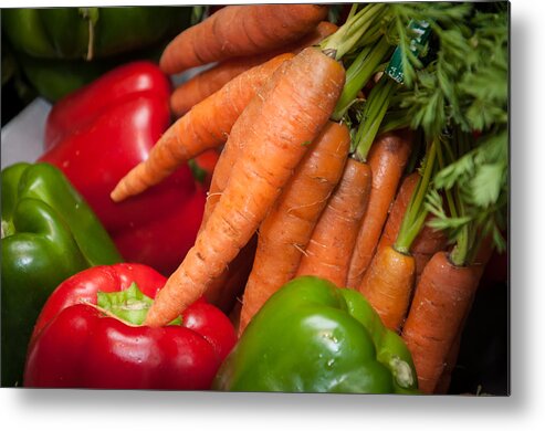 Food Metal Print featuring the photograph Peppers and Carrots by Frank Mari