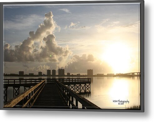 Halifax River Metal Print featuring the photograph Pier Sunrise by Mike Moore