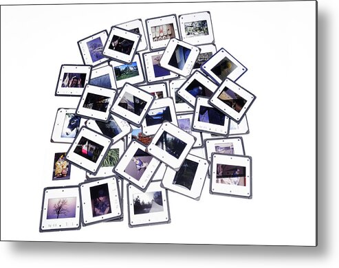 Slides Metal Print featuring the photograph Pile of color slides by Matthias Hauser