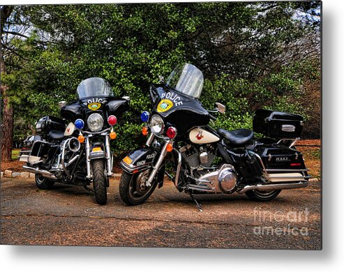 Police Bike Metal Print featuring the photograph Police Motorcycles by Paul Ward