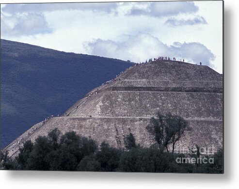 Mexico Metal Print featuring the photograph PYRAMID CLIMBERS Teotihuacan Mexico by John Mitchell