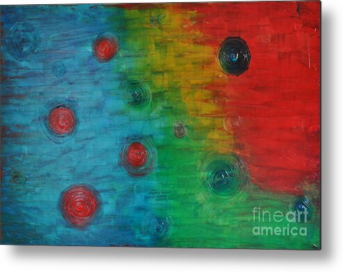 Palette Knife Metal Print featuring the painting Rainbow effects by Preethi Mathialagan