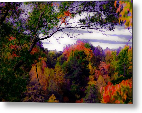 Smoky Mountains Metal Print featuring the photograph Rainbow Treetops by DigiArt Diaries by Vicky B Fuller