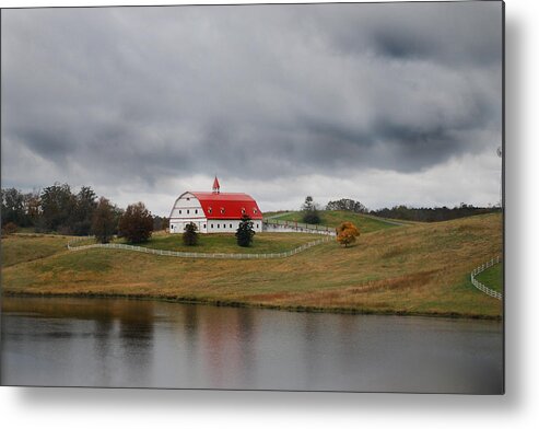 Red Metal Print featuring the photograph Red Barn by Maggy Marsh