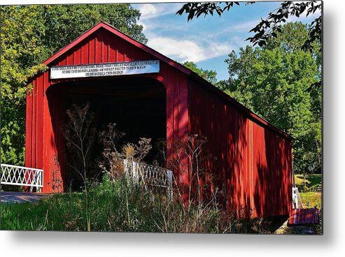 Covered Bridge Metal Print featuring the photograph Red Covered Bridge by Bruce Bley