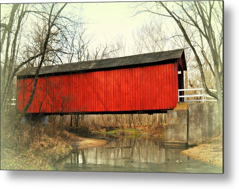 Bridge Metal Print featuring the photograph Red Covered Bridge by Marty Koch