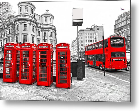 Architecture Metal Print featuring the photograph Red London by Luciano Mortula