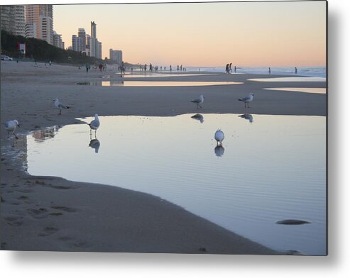 Ocean Metal Print featuring the photograph Reflections at Dusk by Jan Lawnikanis