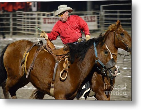 Rodeo Metal Print featuring the photograph Release by Lynda Dawson-Youngclaus
