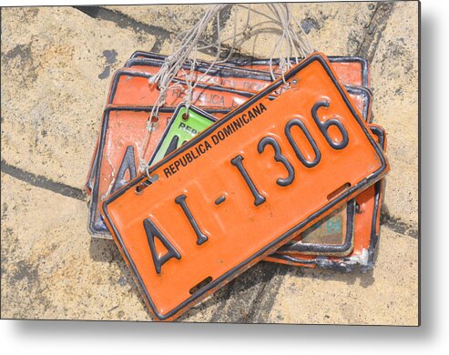 Car Metal Print featuring the photograph Republica Dominicana License Plates by Rianna Stackhouse
