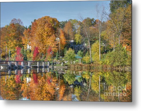Reflection Metal Print featuring the photograph Rockford Michigan in fall by Robert Pearson