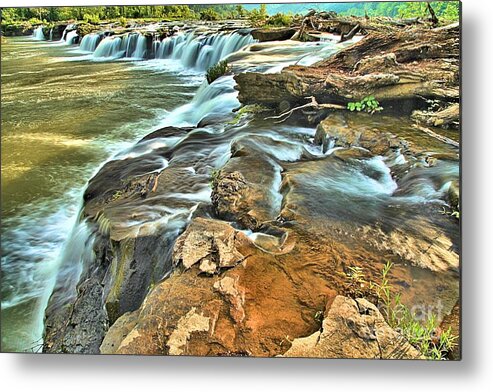West Virginia Waterfalls Metal Print featuring the photograph Sandstone Falls In The New River by Adam Jewell