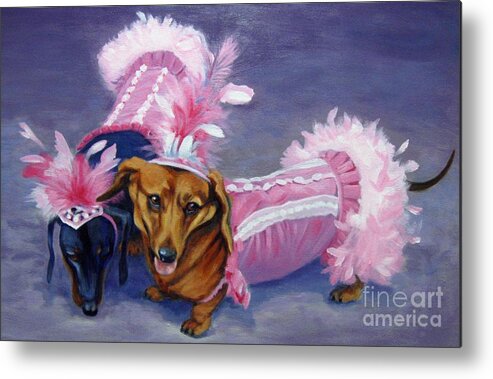 Dogs Metal Print featuring the painting Show Girls by Pat Burns