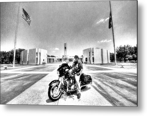 Patriot Guard Rider Metal Print featuring the photograph Standing Watch at the Houston National Cemetery by David Morefield